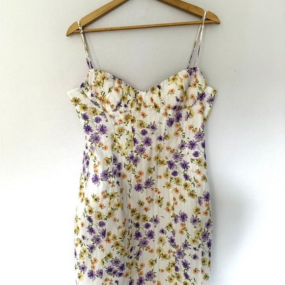 Zara Floral Mini Bodice Dress Size XL BNWT Strappy Summer - Picture 7 of 9